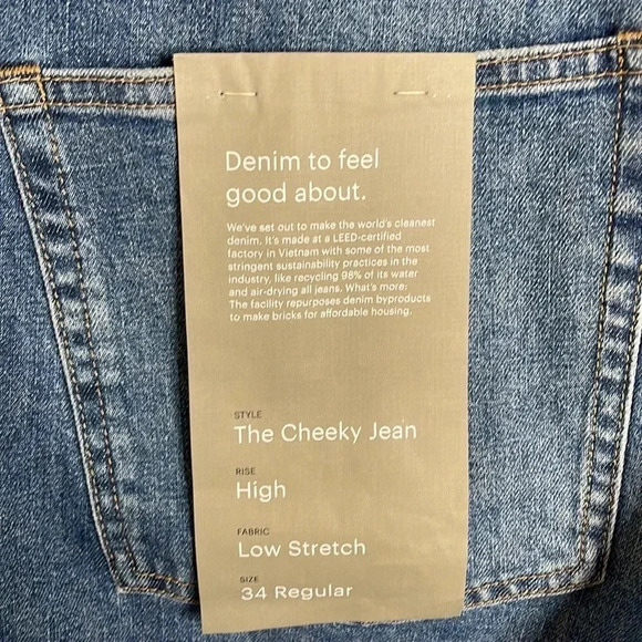 NWT Everlane The Cheeky Jean High Rise Raw Edge Size 34 - Picture 3 of 9